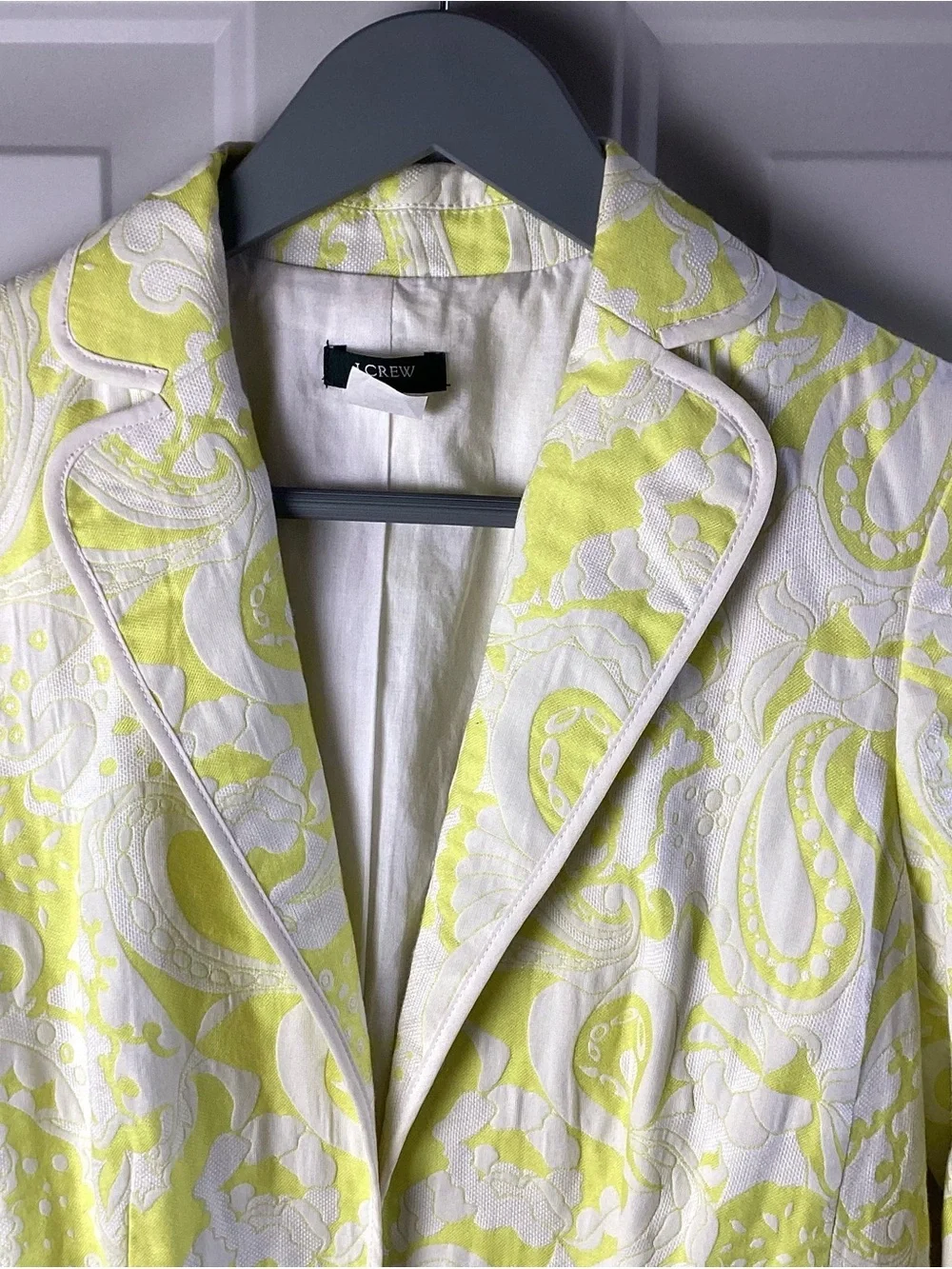 J. Crew Lime Paisley Jacquard Blazer linen blend